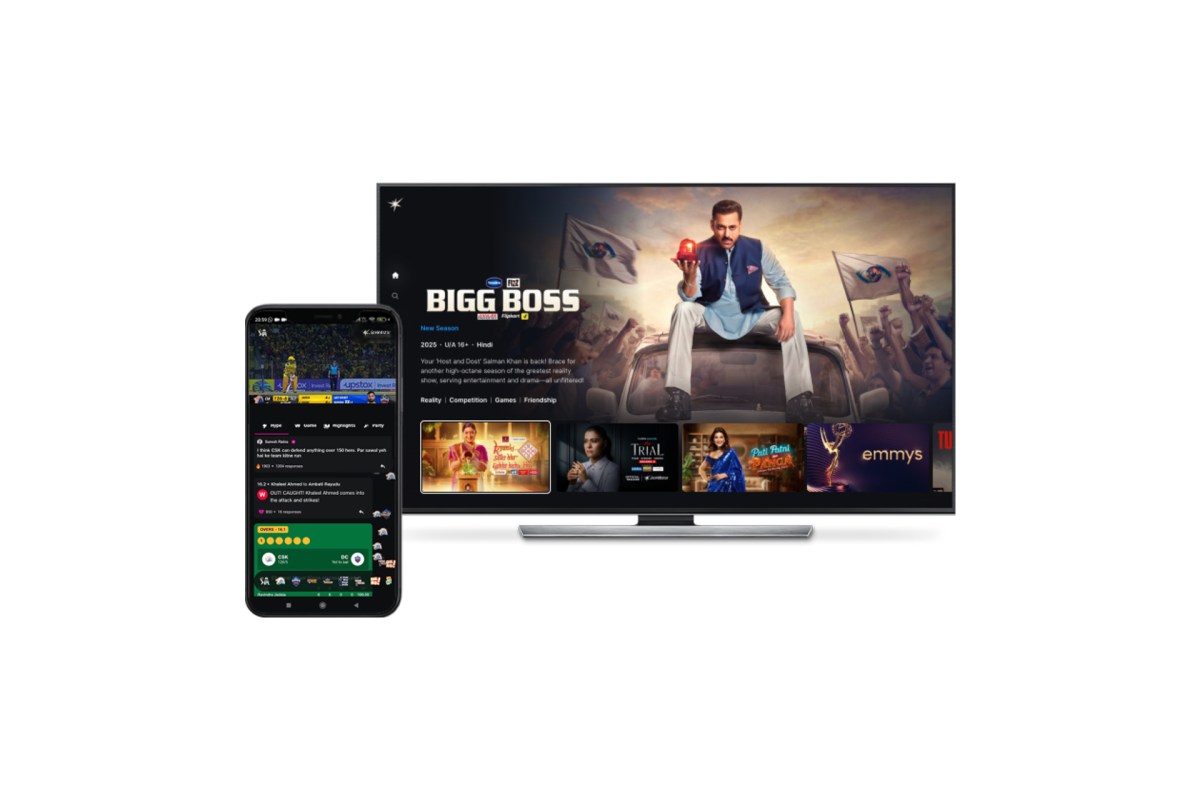 JioHotstar logo displayed on a smartphone screen next to the Starzplay streaming app icon
